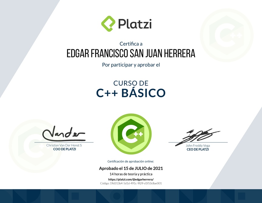 Diploma del Curso de C++ Básico