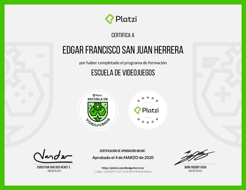 Diploma de la Ruta de Aprendizaje de Videojuegos