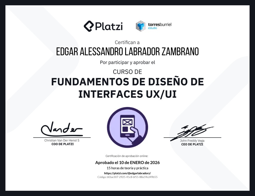 Diploma del Curso de Fundamentos de Diseño de Interfaces UX/UI