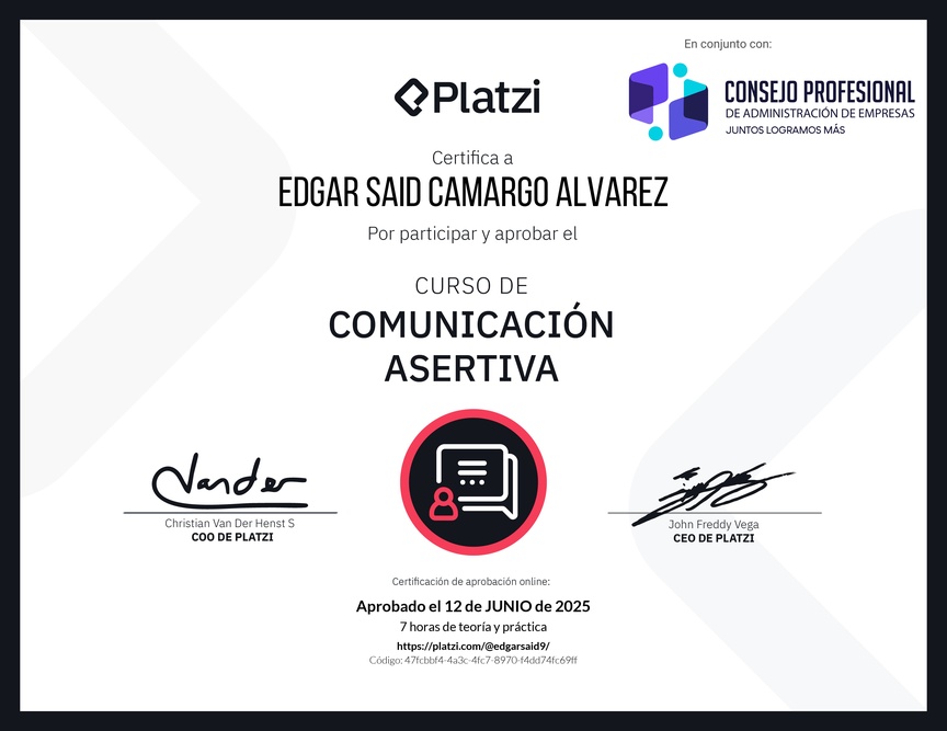 Diploma del Curso de Comunicación Asertiva
