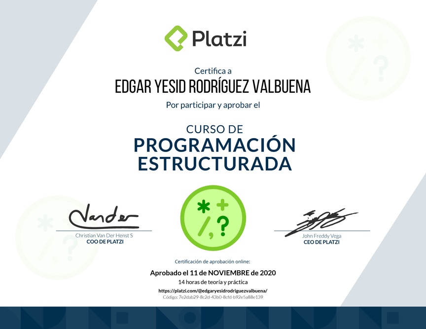 Diploma del Curso de Programación Estructurada