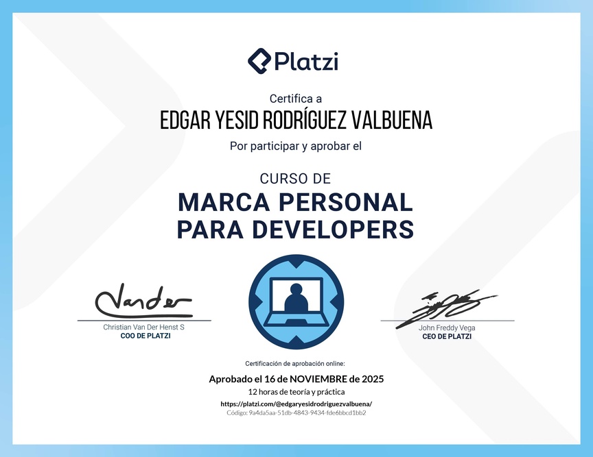 Diploma del Curso de Marca Personal para Developers