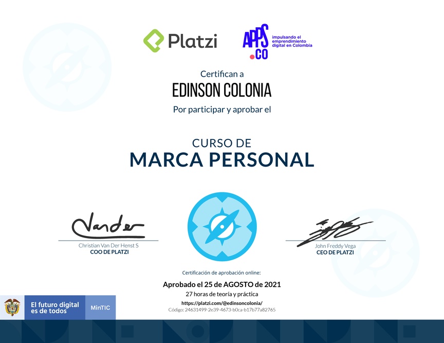 Diploma del Curso de Marca Personal