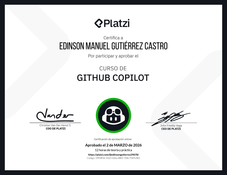 Diploma del Curso de GitHub Copilot