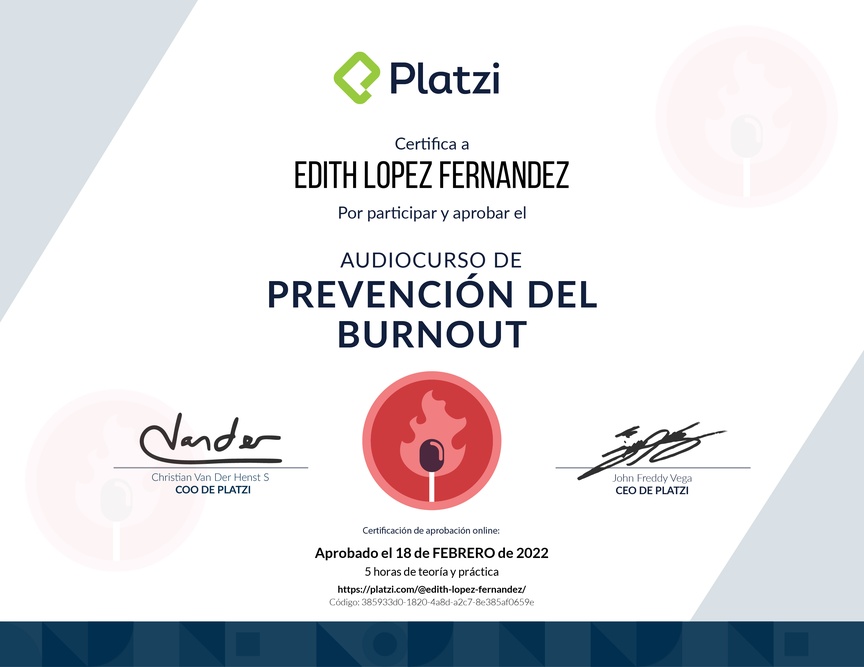 Diploma de Audiocurso de Prevención del Burnout