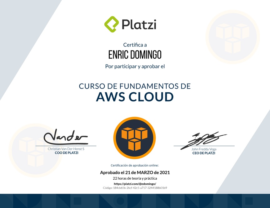 Diploma del Curso Práctico de AWS Cloud