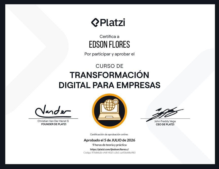 Diploma del Curso de Transformación Digital para Empresas