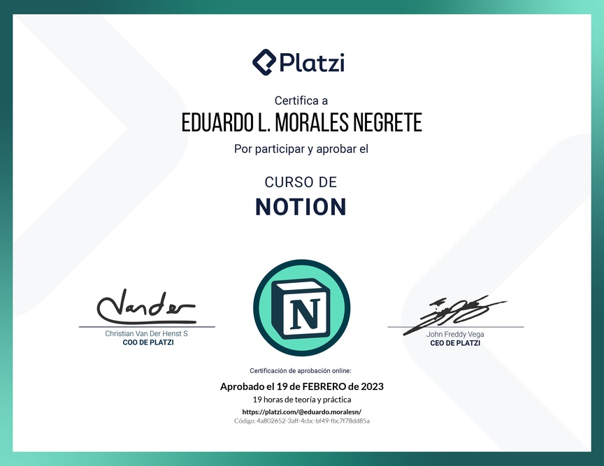 Diploma del Curso de Notion
