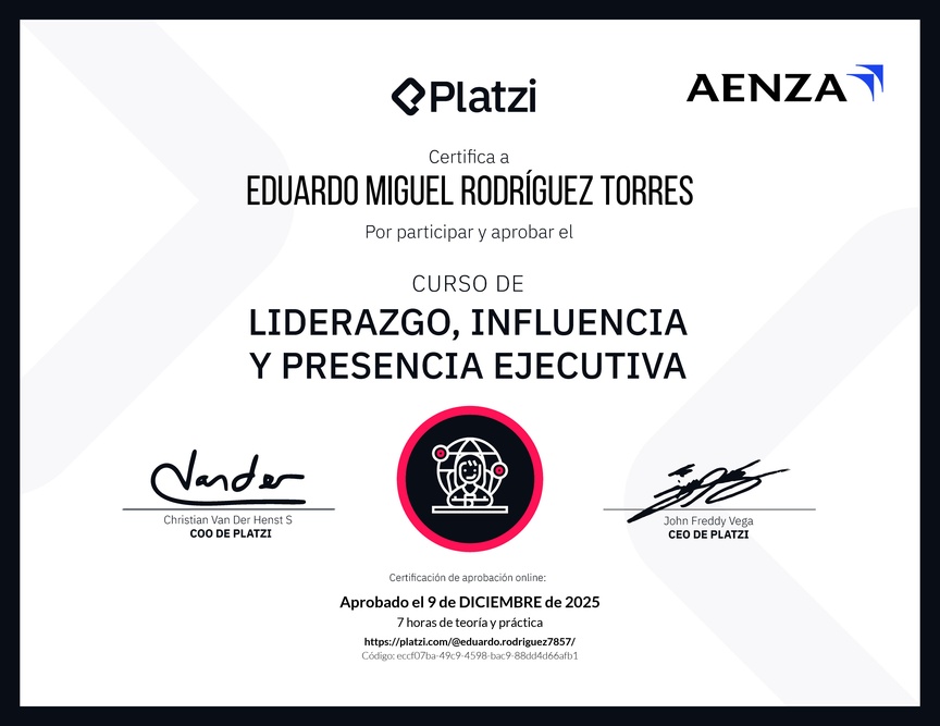 Diploma del Curso de Liderazgo, Influencia y Presencia Ejecutiva
