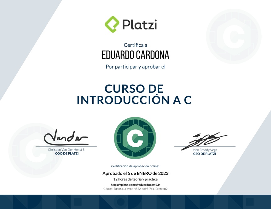Diploma del Curso de Introducción a C