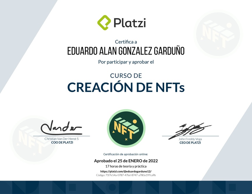 Diploma del Curso de Creación de NFT