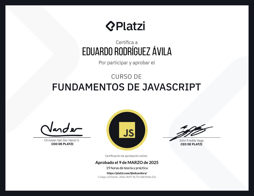 Diploma del Curso de Fundamentos de JavaScript