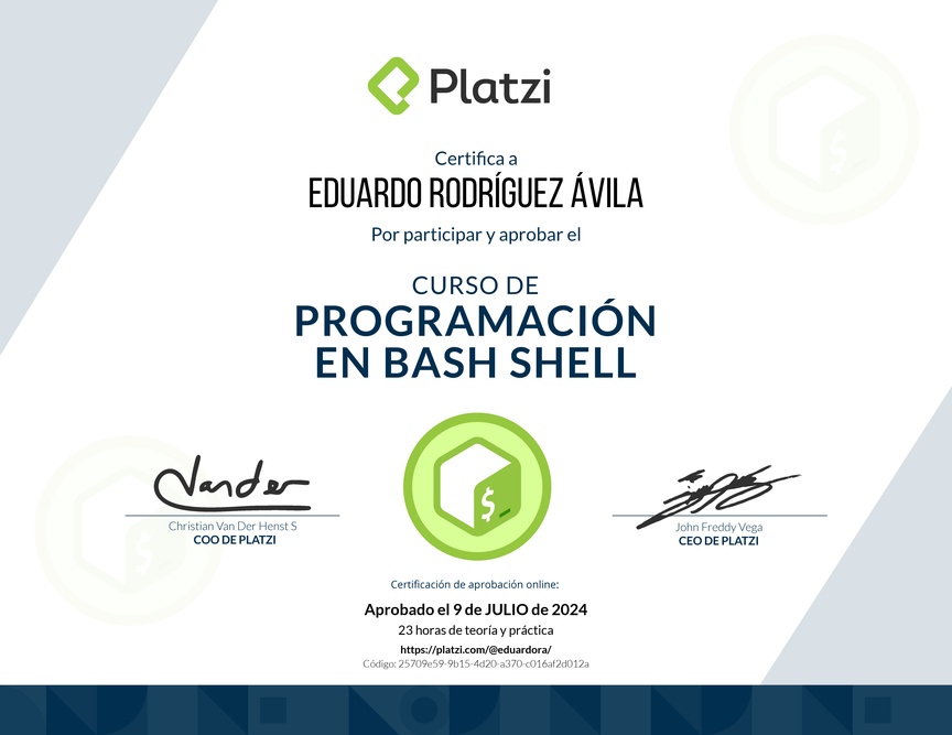 Diploma del Curso de Programación en Bash Shell