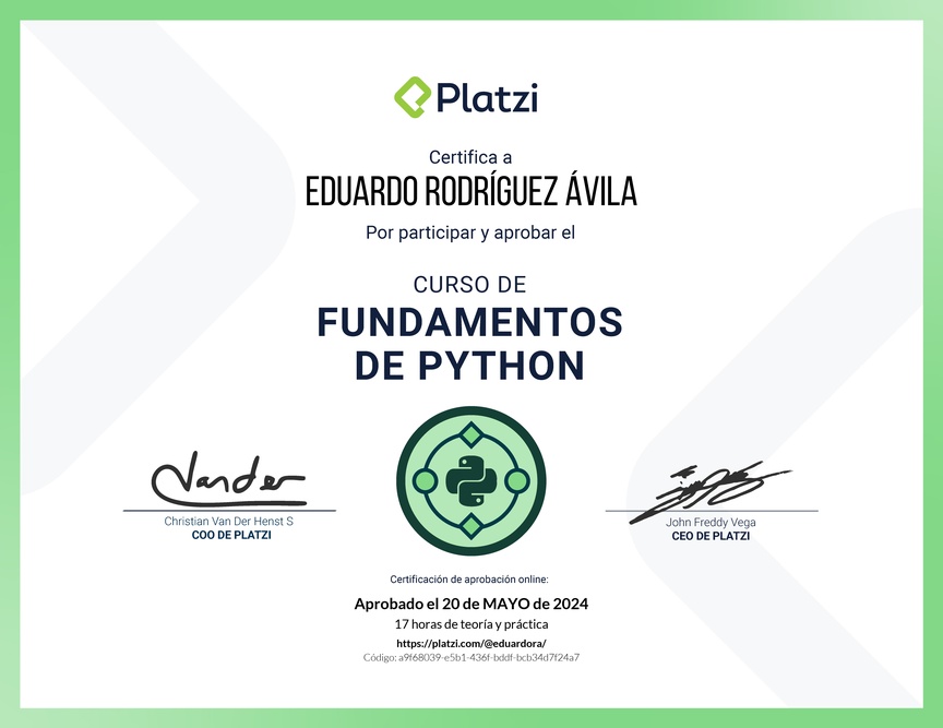 Diploma del Curso de Fundamentos de Python