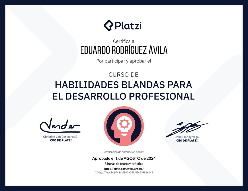 Diploma del Curso de Habilidades Blandas para el Desarrollo Profesional