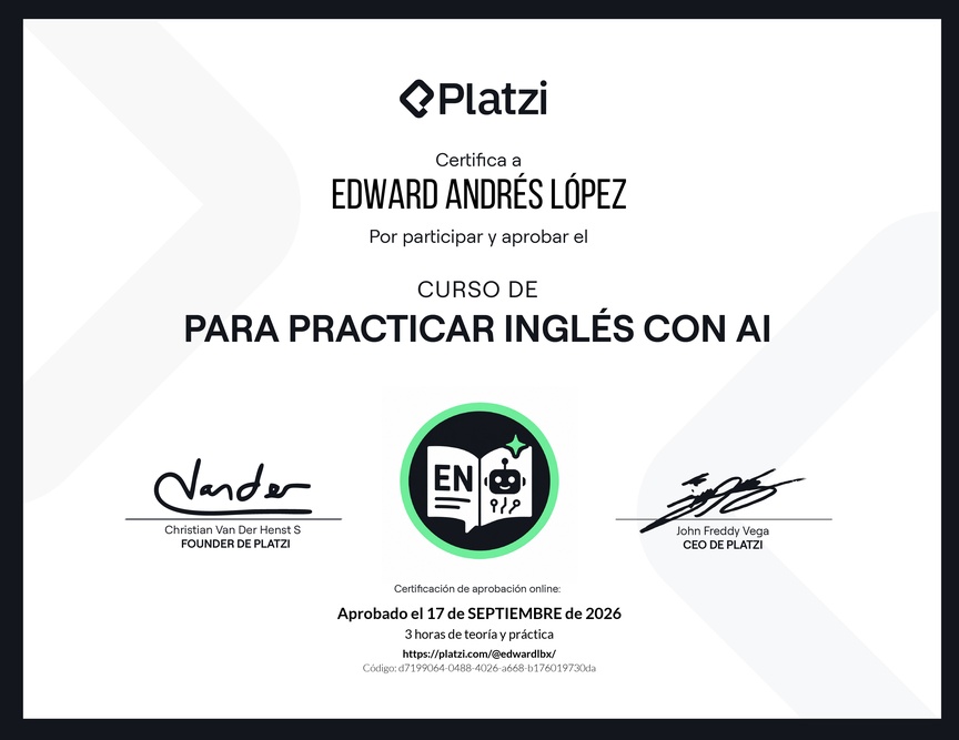 Diploma del Curso para Practicar Inglés con AI