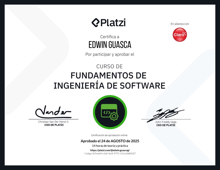 Diploma del Curso de Fundamentos de Ingeniería de Software