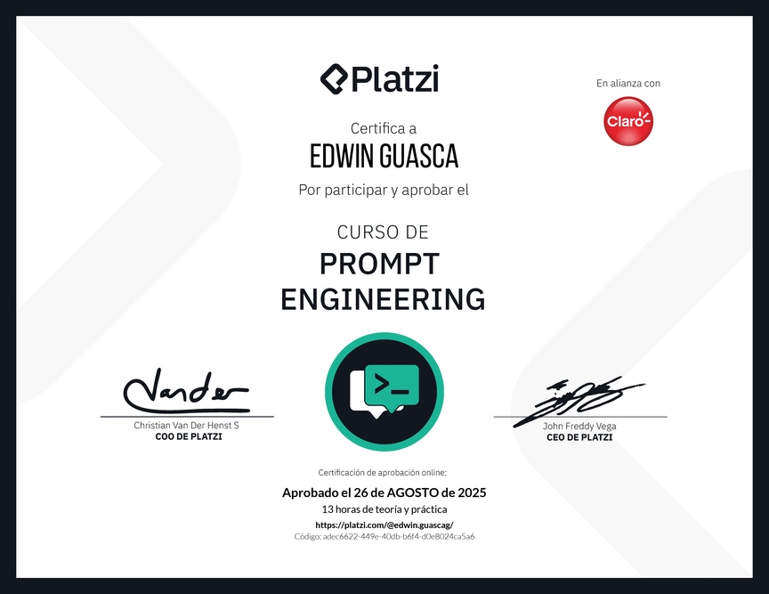 Diploma del Curso de Prompt Engineering