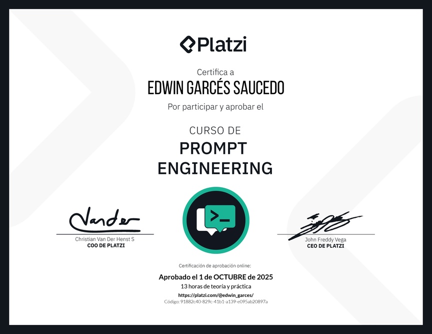 Diploma del Curso de Prompt Engineering