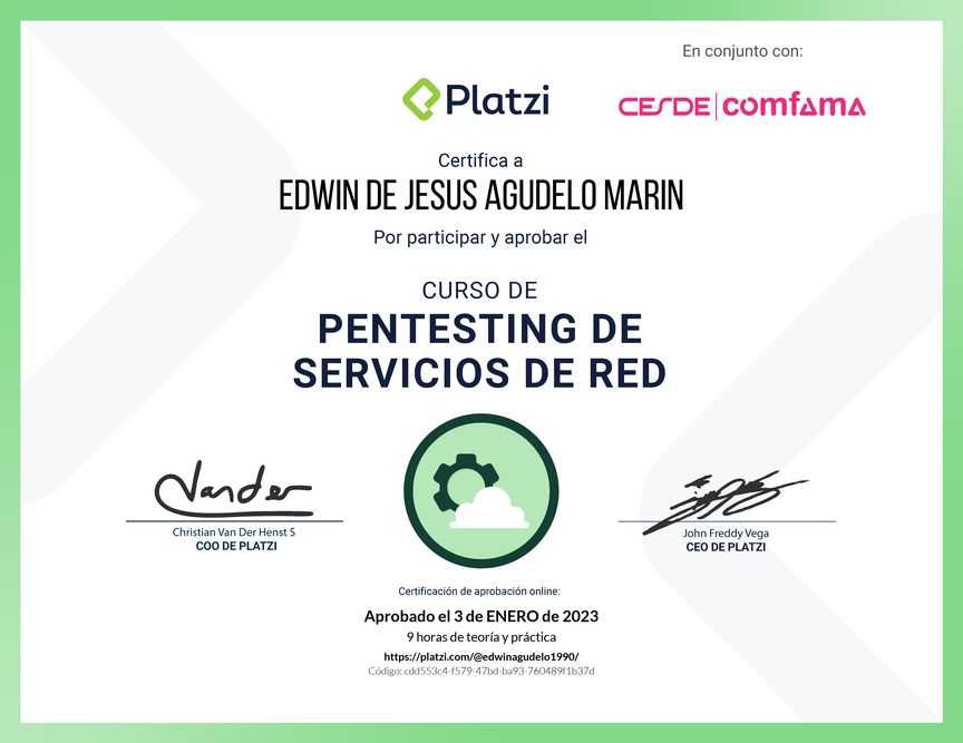 Diploma del Curso de Hacking: Servicios de Red