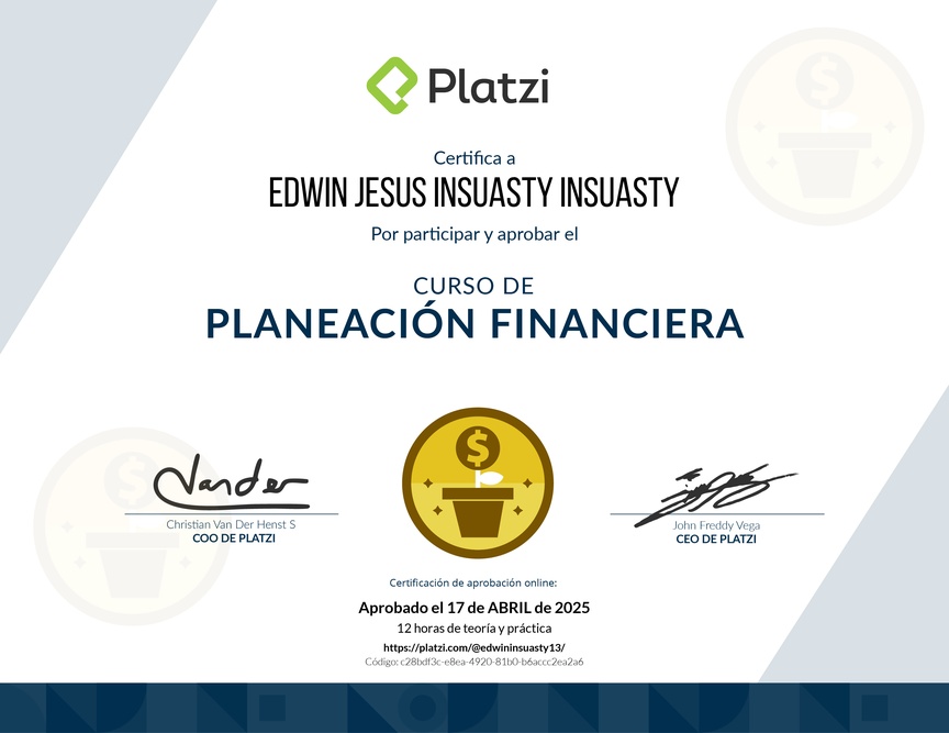 Diploma del Curso de Planeación Financiera
