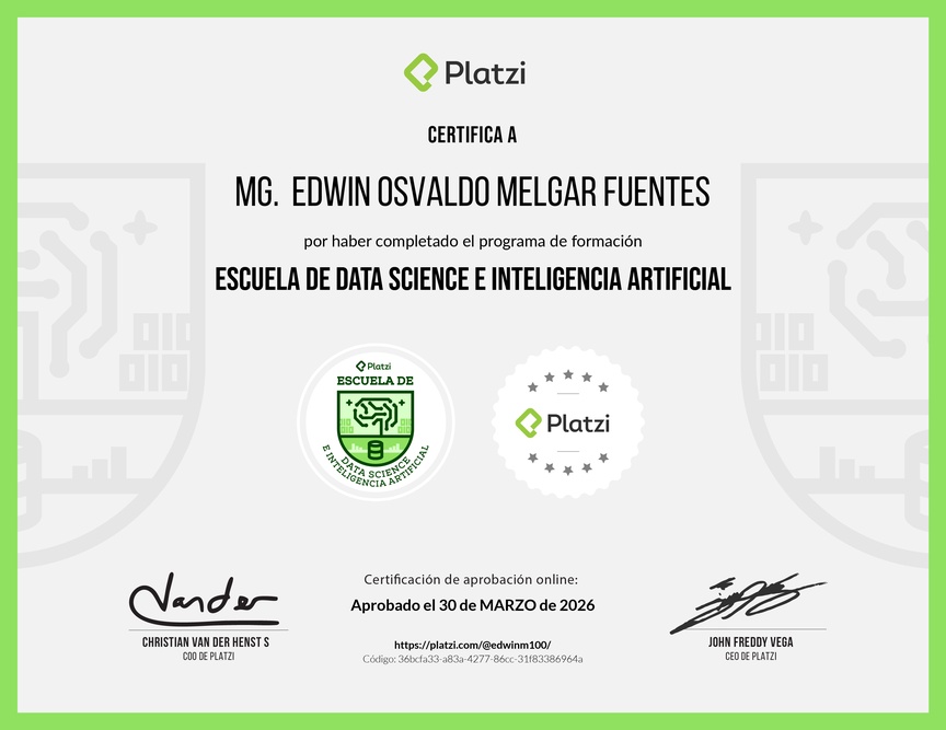 Diploma de la Ruta de Aprendizaje de Data e Inteligencia Artificial