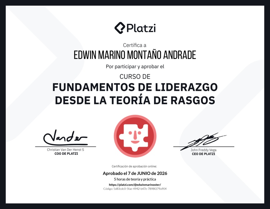 Diploma del Curso de Fundamentos de Liderazgo: Reconoce las Características de un Líder