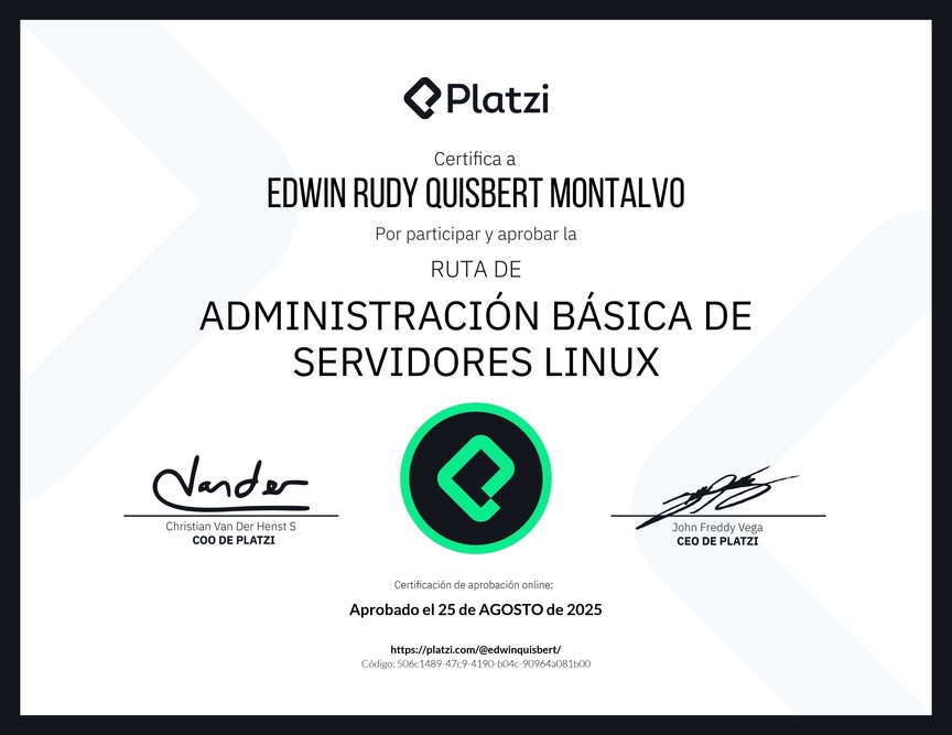 Diploma de la Ruta de Aprendizaje de Administración Básica de Servidores Linux