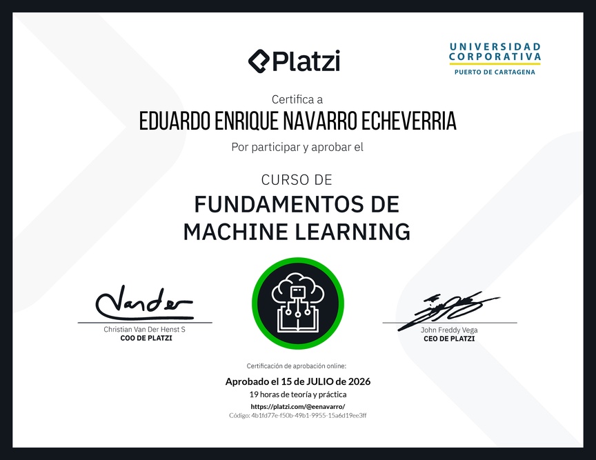 Diploma del Curso de Fundamentos de Machine Learning