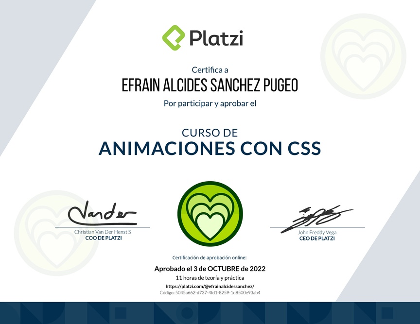 Diploma del Curso de Animaciones con CSS