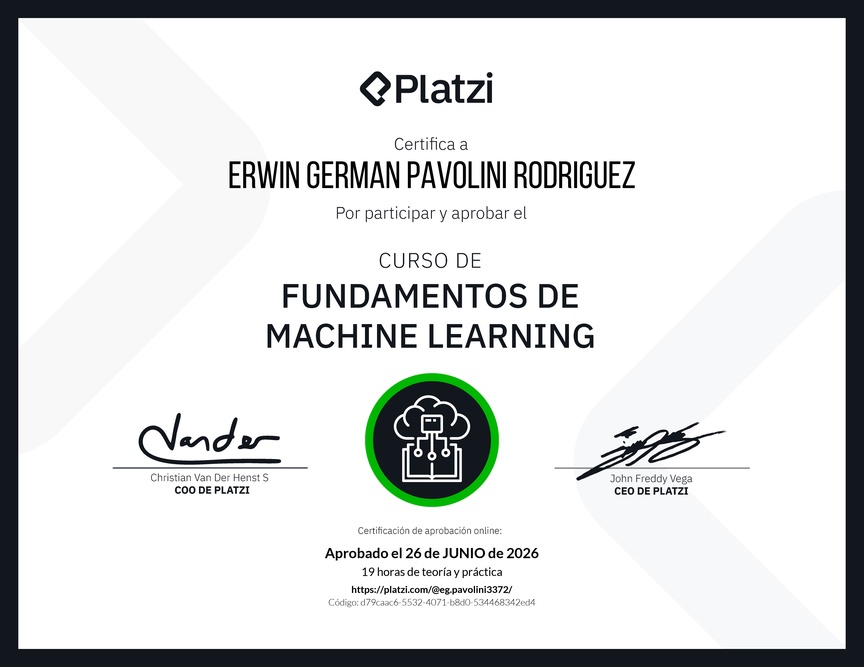 Diploma del Curso de Fundamentos de Machine Learning