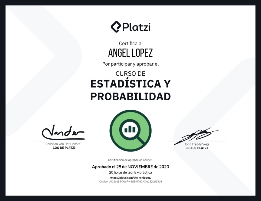 Diploma del Curso de Estadística y Probabilidad