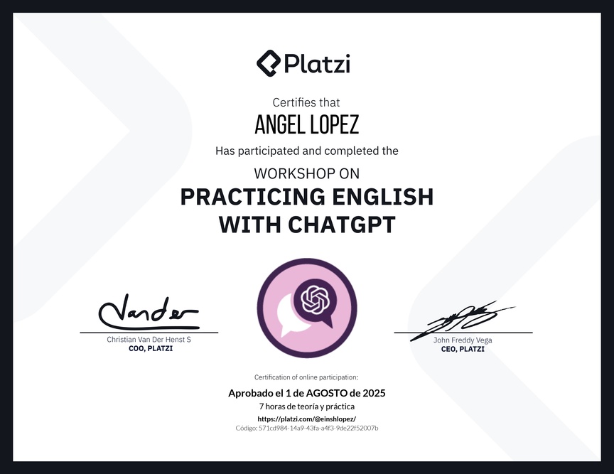 Diploma del Curso de Inglés Práctico con ChatGPT