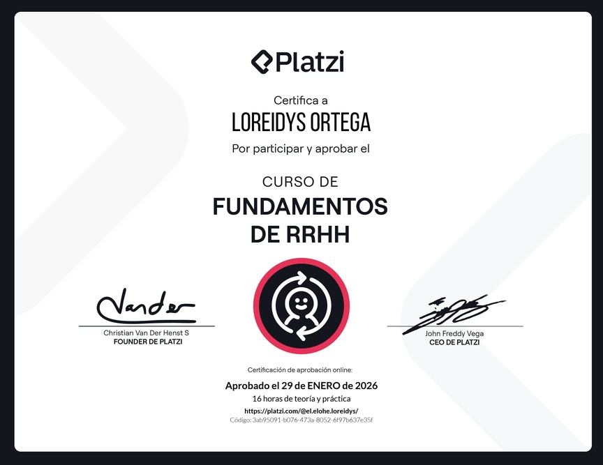Diploma del Curso de Fundamentos de Recursos Humanos