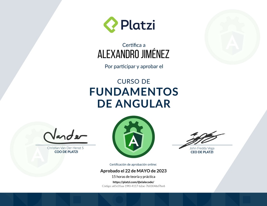 Diploma del Curso de Fundamentos de Angular