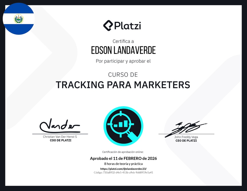 Diploma del Curso de Tracking de Datos para Marketers