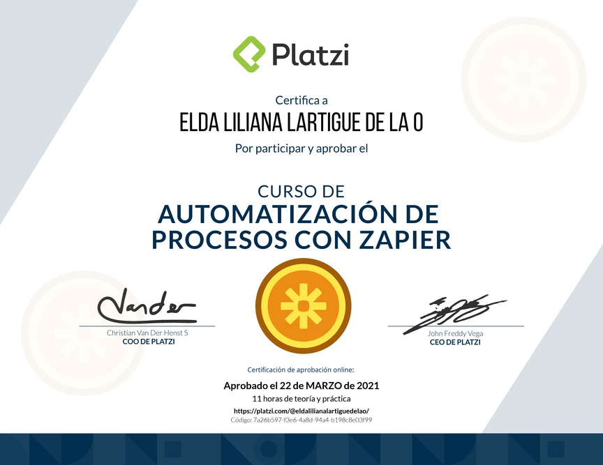 Diploma del Curso de Zapier