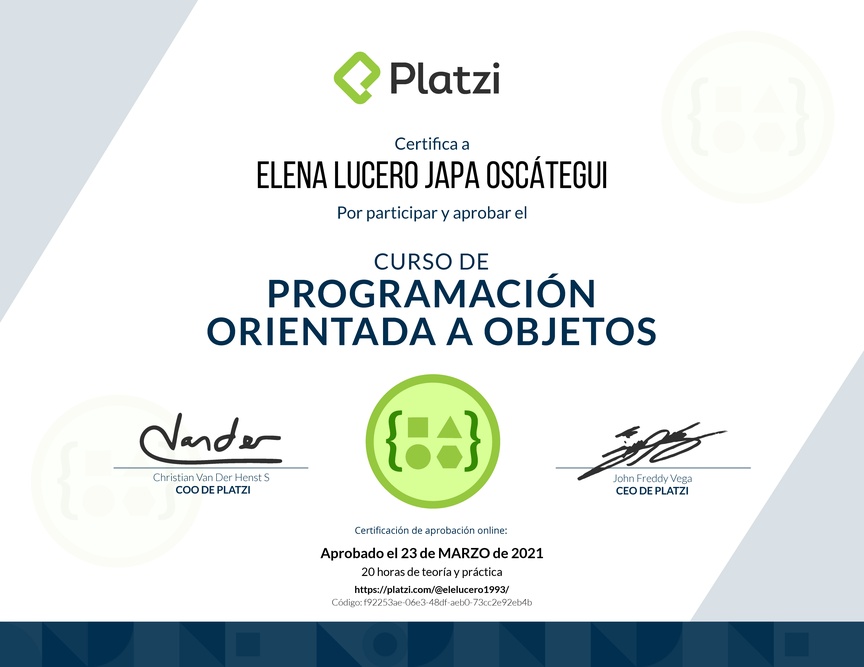 Diploma del Curso de Programación Orientada a Objetos: POO