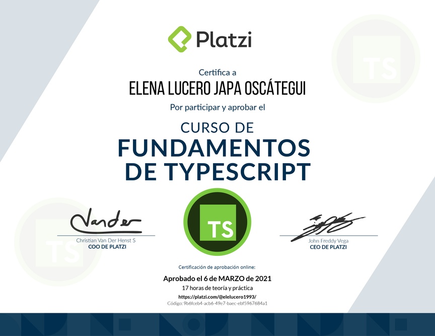 Diploma del Curso de TypeScript 3
