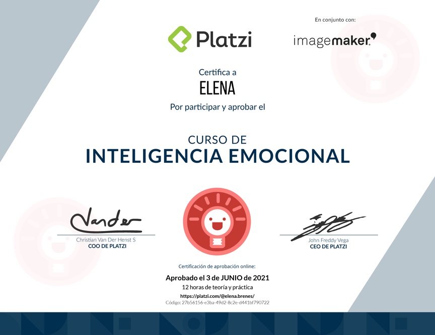 Diploma del Curso de Inteligencia Emocional