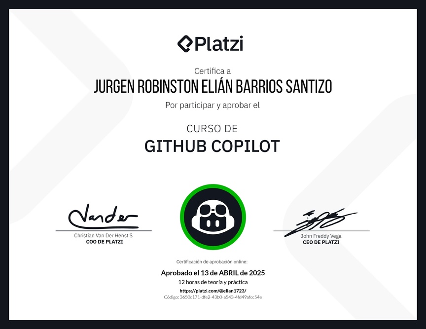 Diploma del Curso de GitHub Copilot