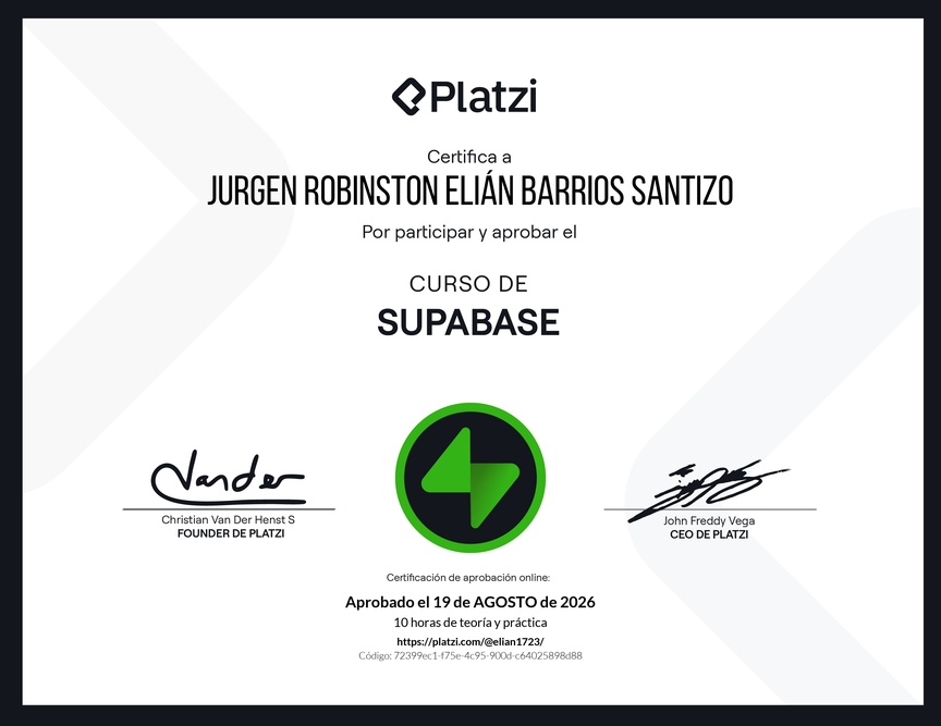 Diploma del Curso de Supabase