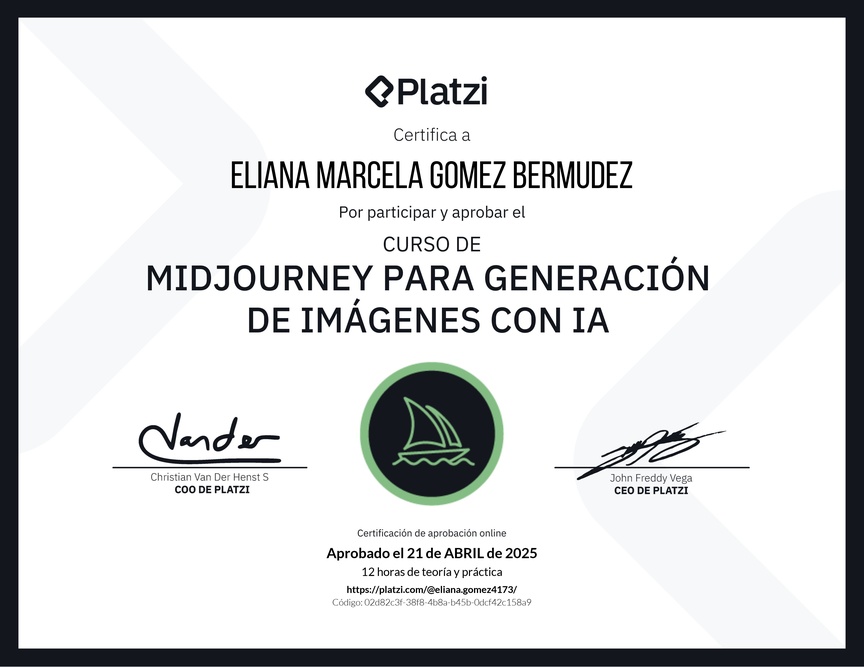 Diploma del Curso de Midjourney para Generación de Imágenes con AI