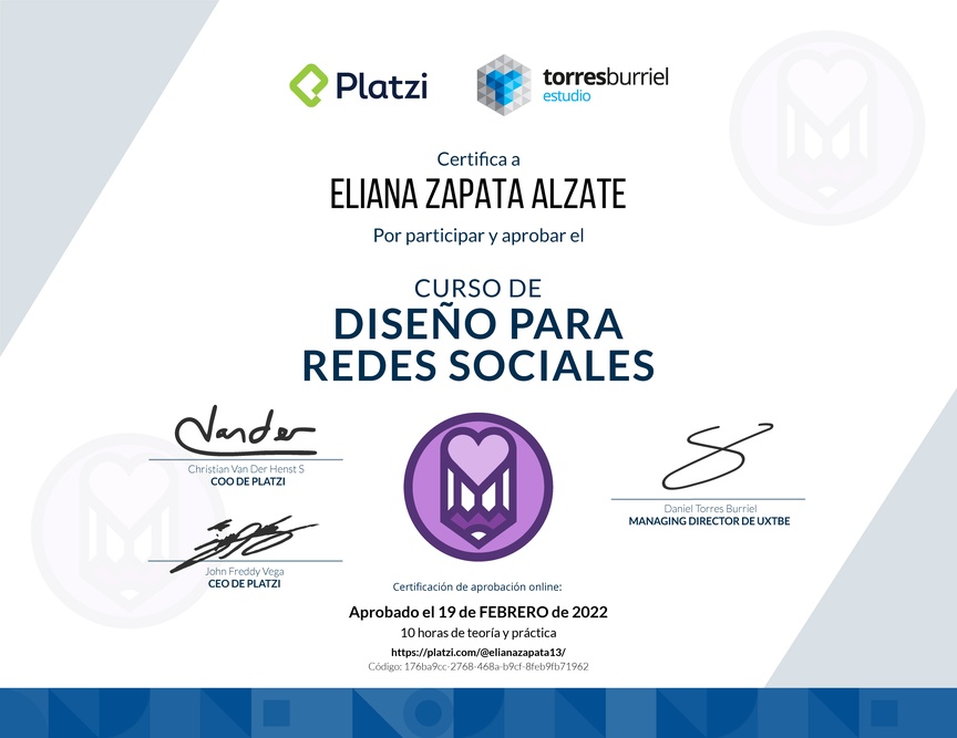 Diploma del Curso de Diseño para Redes Sociales