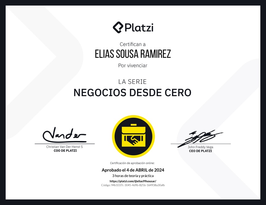 Diploma del Curso de historias de éxito empresarial