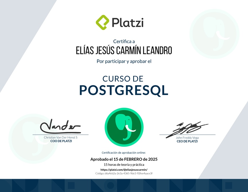Diploma del Curso de PostgreSQL