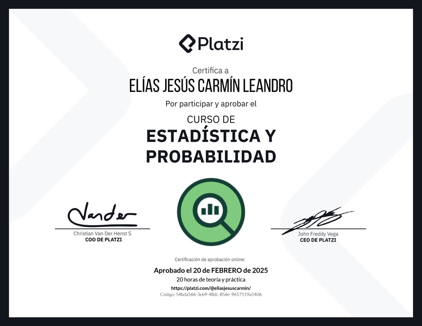 Diploma del Curso de Estadística y Probabilidad