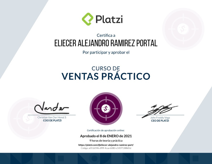 Diploma del Curso de Ventas Práctico: Técnicas para Clasificar y Convertir (2018)