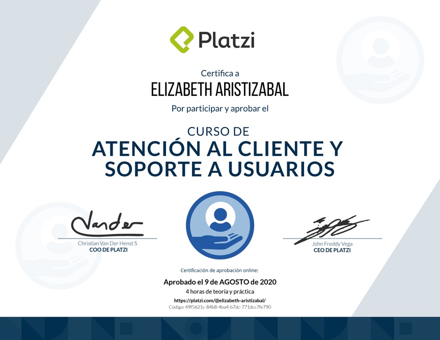 Diploma del Curso de Servicio al Cliente y Soporte a Usuarios