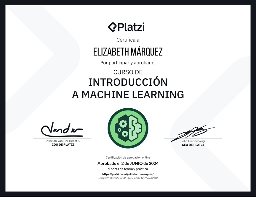 Diploma del Curso de Introducción a Machine Learning
